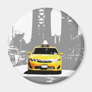 Imán Puente de Brooklyn Ny Yellow Taxi Nyc Pop Art Imag
