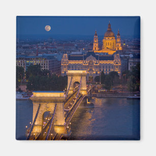 Imán Puente de cadena y luna llena de noche