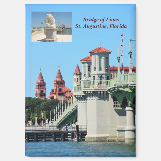 Imán Puente de Leones San Agustín, postal de Florida (Anverso)