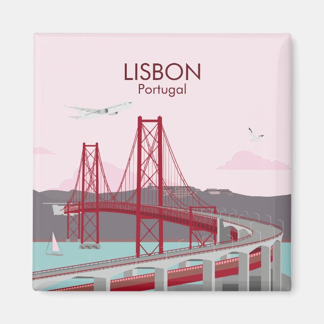 Imán Puente de Lisboa sobre el río Tajo al estilo vinta (Frente)