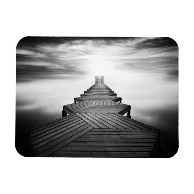 Imán Puente de madera sobre el mar (Horizontal)