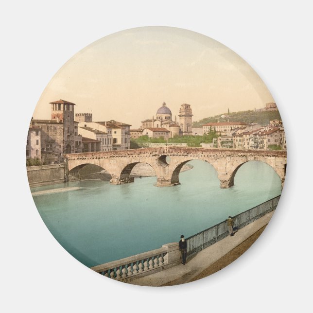 Imán Puente de piedra y San Giorgio, Verona, Italia (Frente)