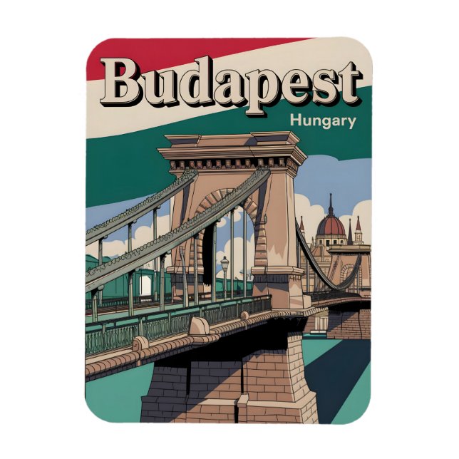 Imán puente elizabeth vintage budapest hungría (Vertical)