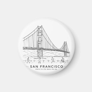 Imán Puente Golden Gate San Francisco Arte de Línea