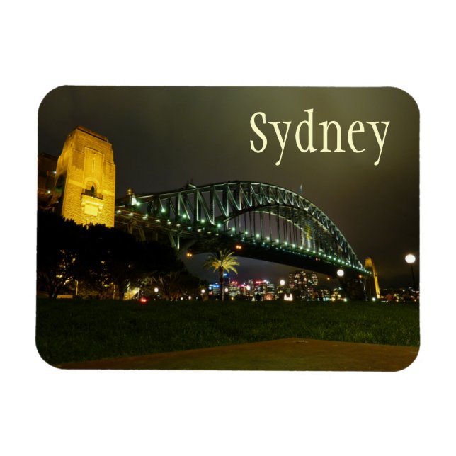 Imán Puente Harbour Bridge por la noche, Sydney, Austra (Horizontal)