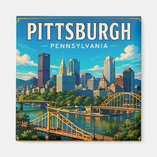 Imán 🌉 Puentes y horizonte de Pittsburgh Pennsylvania