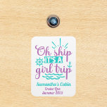 Imán Puerta de barco de crucero de viaje de chicas<br><div class="desc">Este diseño puede ser personalizado en el área proporcionada cambiando la foto y/o el texto. O puede personalizarse haciendo clic en Personalizar esta plantilla y, a continuación, eligiendo la opción de hacer clic en el personalizar y eliminando o cambiando el color del fondo, agregando texto, cambiando el color o estilo...</div>