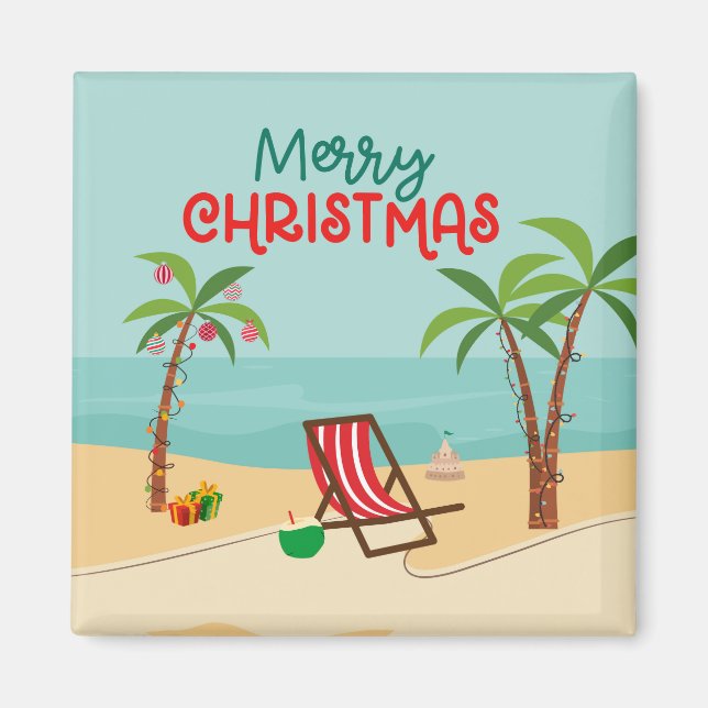 Imán Puerta de crucero de Navidad en la playa (Frente)