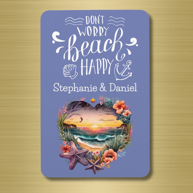 Imán Puerta de crucero feliz playa no te preocupes pers (Don't Worry Beach Happy | Cute cruise door magnet for couples)