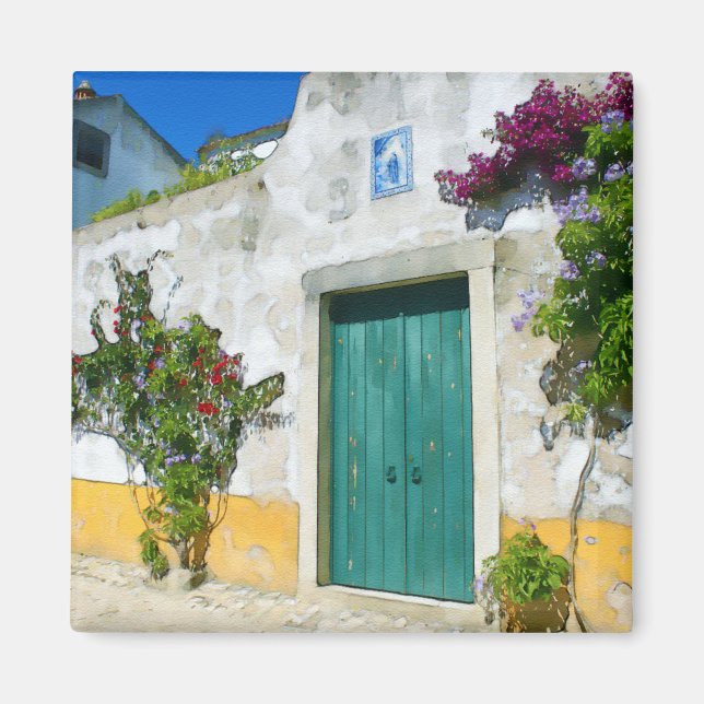 Imán Puerta de madera verde color agua (Frente)