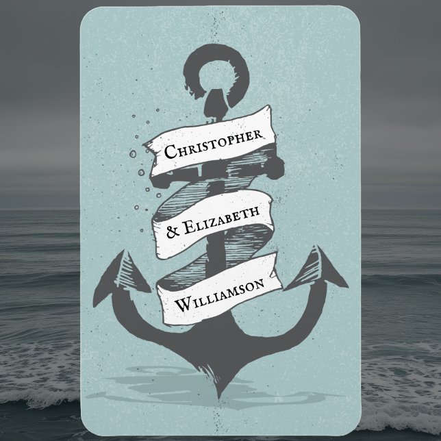 Imán Puerta de Stateroom de Monograma Náutico de crucer (Nautical Ship Anchor - Cruise Ship Door Decor. Monogrammed with names. )