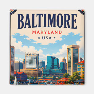 Imán ⚓ Puerto de Baltimore Maryland y horizonte urbano