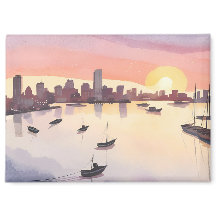 Puerto de Boston | Ciudad de acuarela Massachusett