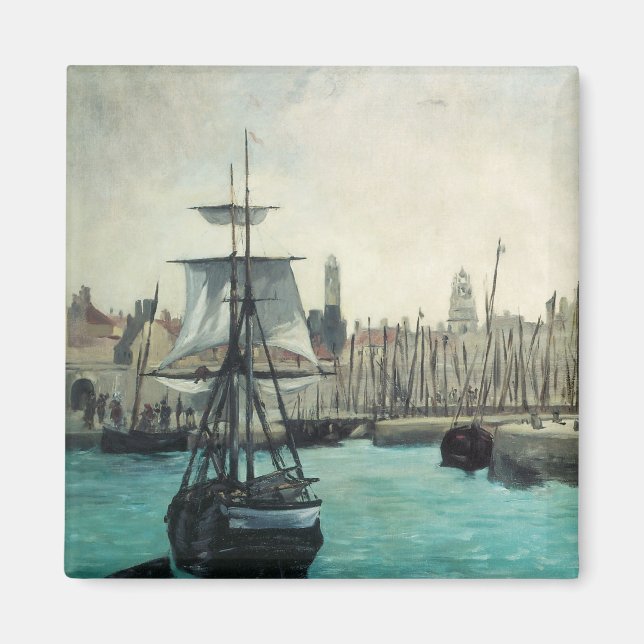 Imán Puerto de Calais por Manet, arte del impresionismo (Frente)