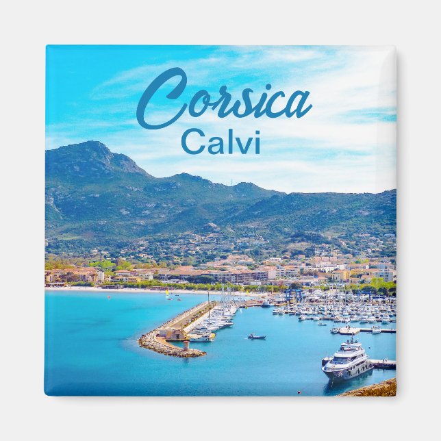 Imán Puerto de Calvi en Córcega Francia Souvenir (Frente)