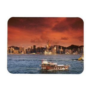 Imán Puerto de Hong Kong al atardecer