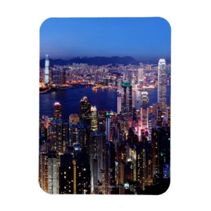 Imán Puerto de Hong Kong Victoria en la noche