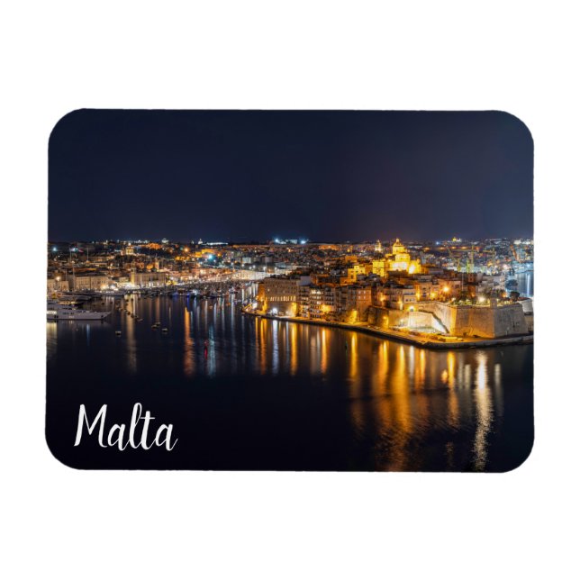 Imán Puerto de Malta iluminado por la noche (Horizontal)
