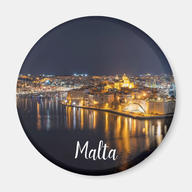 Imán Puerto de Malta iluminado por la noche (Frente)