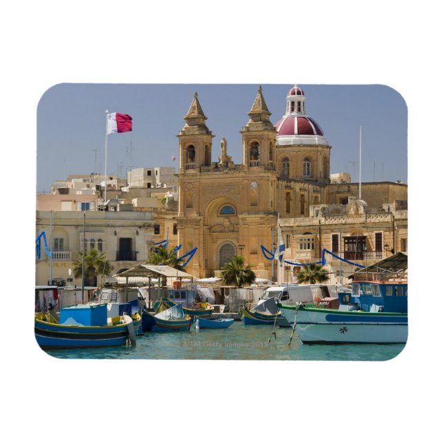 Imán Puerto de Marsaxlokk en la isla del Mediterráneo (Horizontal)