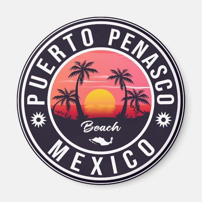 Imán Puerto Peñasco México Beach Naval Retro Sunset (Frente)