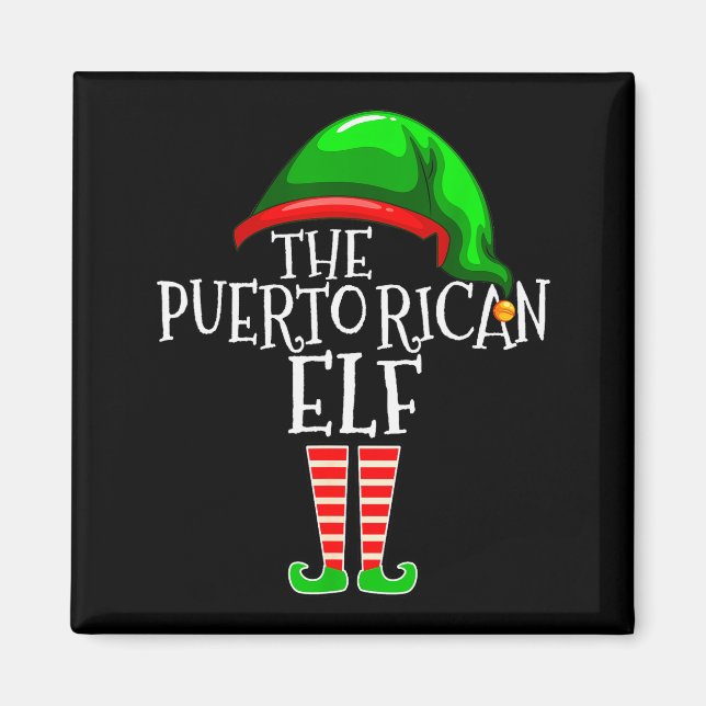 Imán Puerto Rican Elf Family Matching Group Christmas G (Frente)