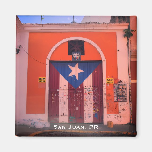 Imán Puerto Rican Flag (Old San Juan, PR Street Art) (Frente)