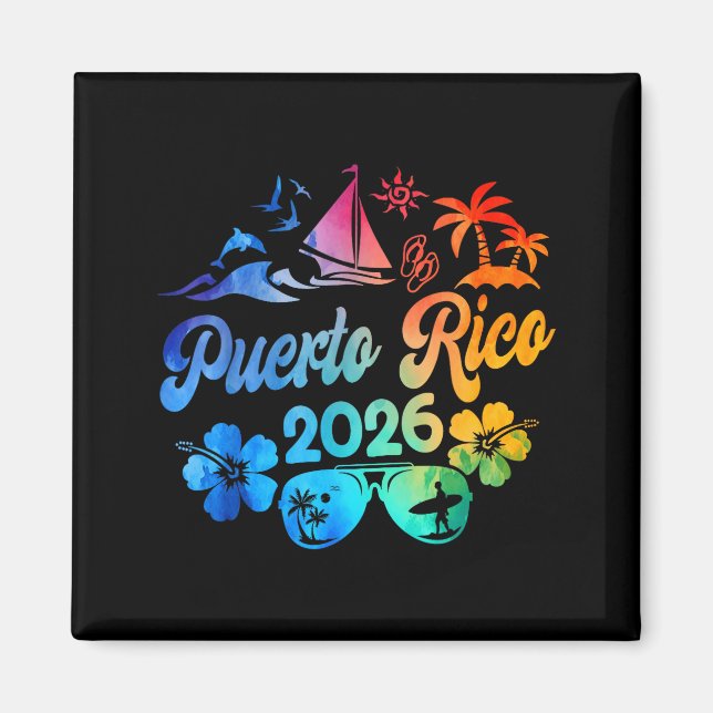 Imán Puerto Rico 2026 Vacation Beach Tie Dye Trip Summe (Frente)