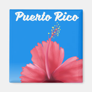 Imán Puerto Rico Flor de maga cartel de viaje