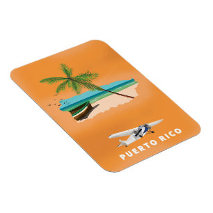 Imán Puerto Rico ilustró un afiche de viajes en mapas.