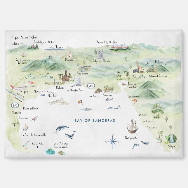 Imán Puerto Vallarta | Magnate de viajes de acuarela (Anverso)