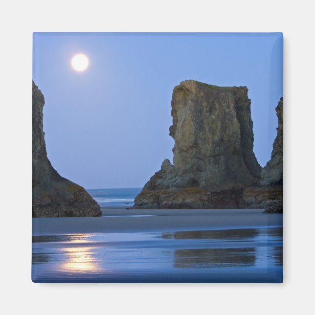 Imán Puesta de luna, playa Bandon, Oregón. (Frente)