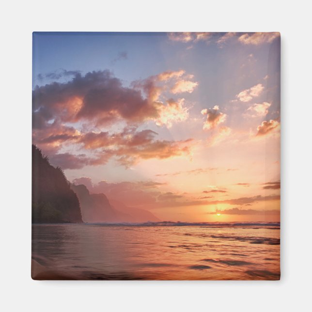 Imán Puesta de sol a lo largo de la costa de Kauai (Frente)