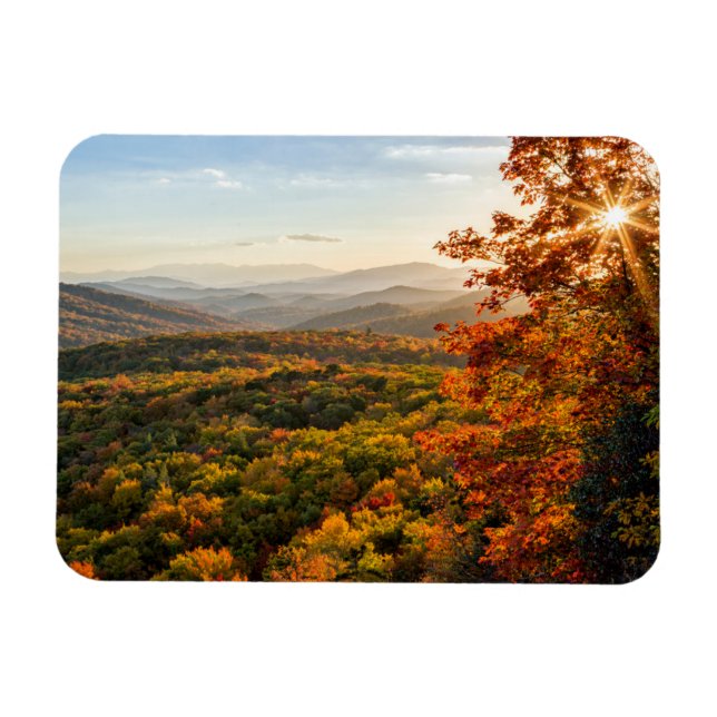 Imán Puesta de sol de otoño | Carolina del Norte (Horizontal)