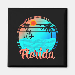 Imán puesta de sol de palma vintage de Florida tropical