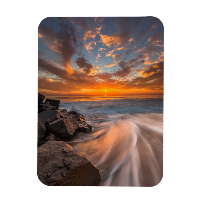 Imán Puesta de sol desde la playa Tamarach (Vertical)