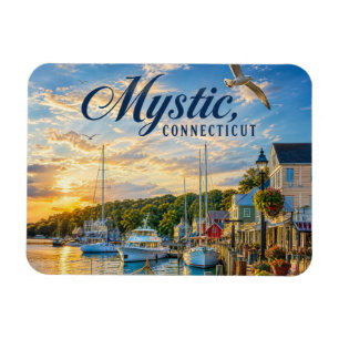 Imán Puesta de sol en el puerto de Mystic, Connecticut