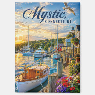 Imán Puesta de sol en el puerto de Mystic, Connecticut