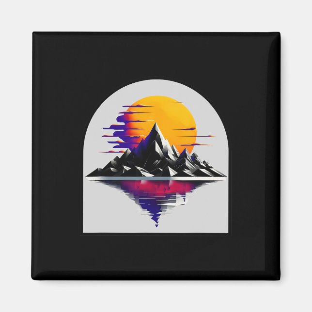 Imán Puesta de sol en la montaña  (Frente)