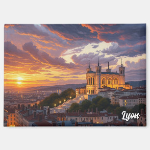 Imán Puesta de sol en Lyon Francia Basílica Viajes