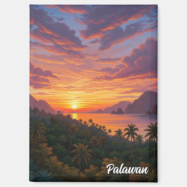 Imán Puesta de sol en Palawan Filipinas Viaje (Anverso)