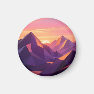 Imán Puesta de sol geométrica de montaña Low Poly