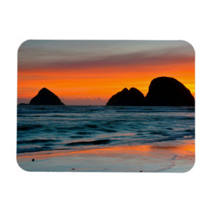 Imán Puesta de sol, montones de mar, Oceanside, Oregón,