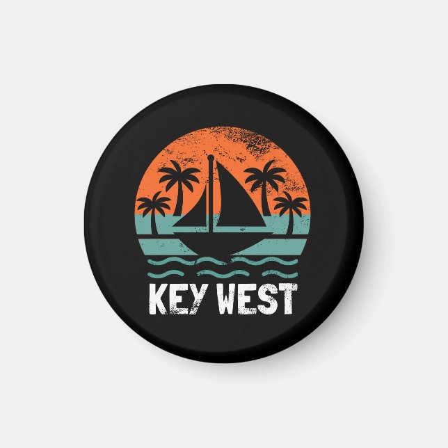 Imán Puesta de sol retro en Key West vacaciones (Frente)