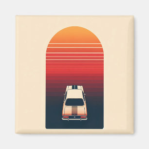 Imán Puesta de sol retro minimalista viaje en coche vin