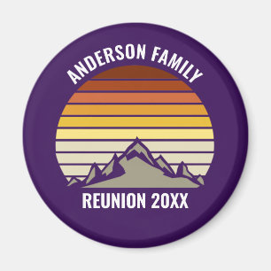 Imán Puesta de sol retro violeta Montaña Personalizada