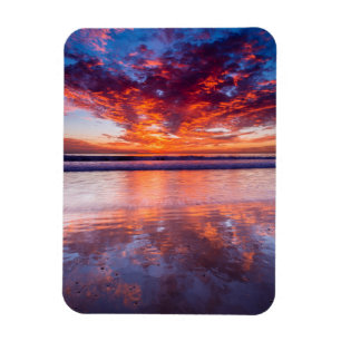 Imán Puesta de sol roja sobre el mar, California