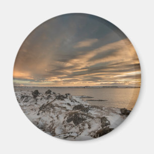 Imán Puesta de sol sobre el lago Myvatn, Islandia
