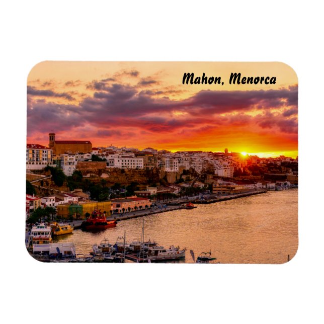 Imán Puesta de sol sobre el puerto de Mahón - Menorca,  (Horizontal)
