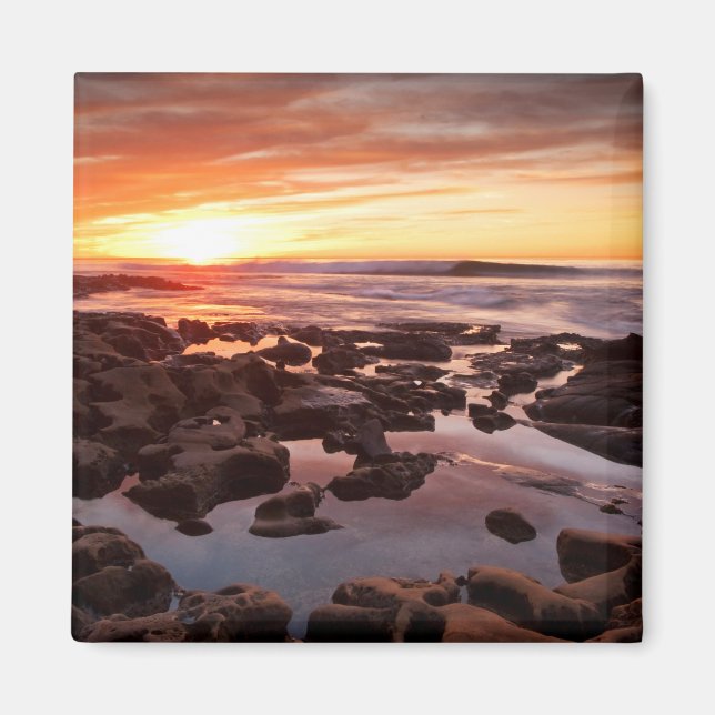 Imán Puesta de sol sobre piscinas de marea (Frente)